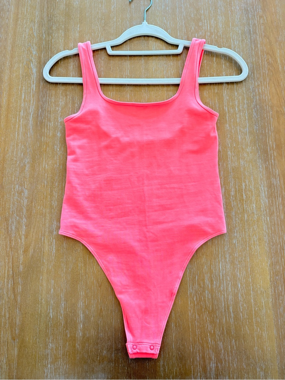 aerie Neon Coral Pink Scoop Neck Bodysuit